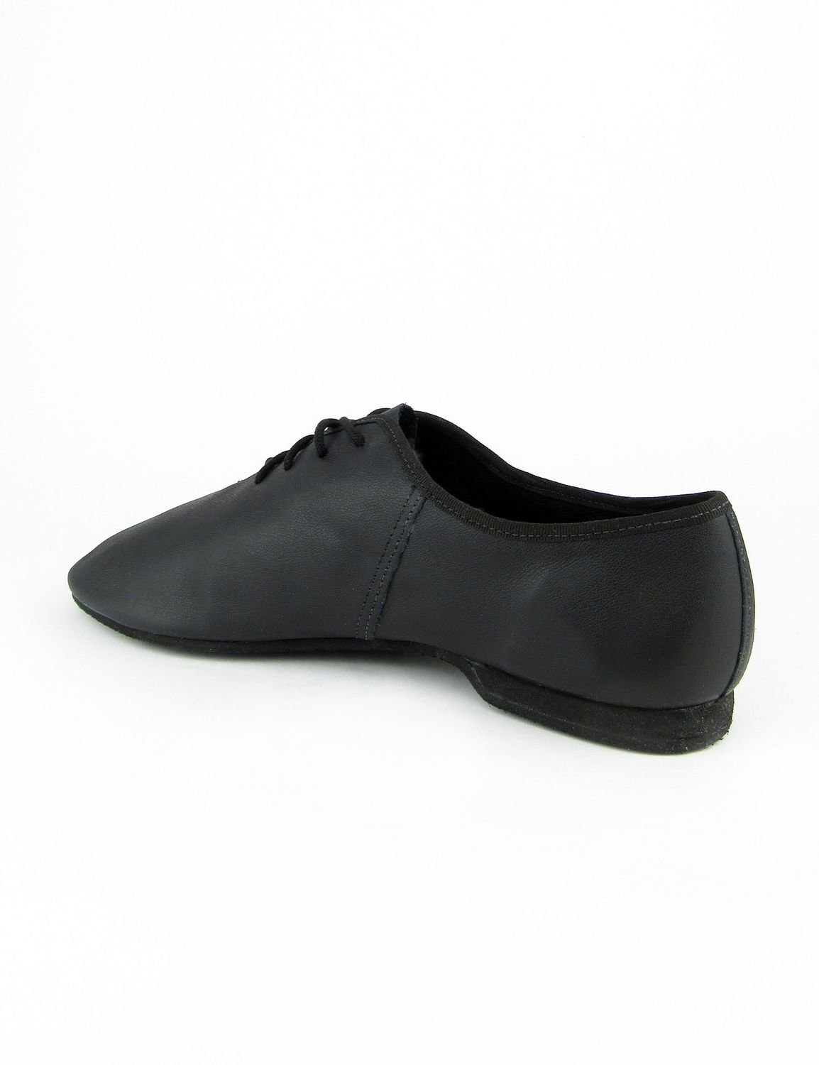 Jazzschuhe aus Leder mit durchgehender Gummisohle Schwarz