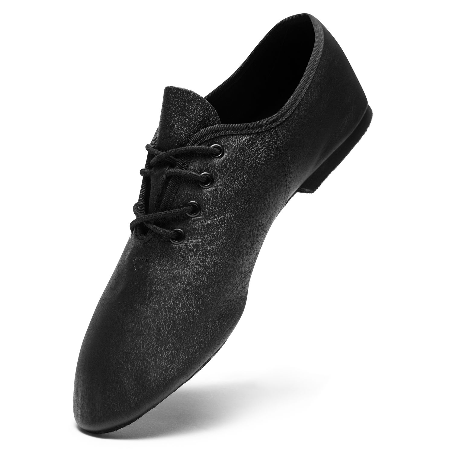 Jazzschuhe aus Leder mit durchgehender Chromledersohle schwarz