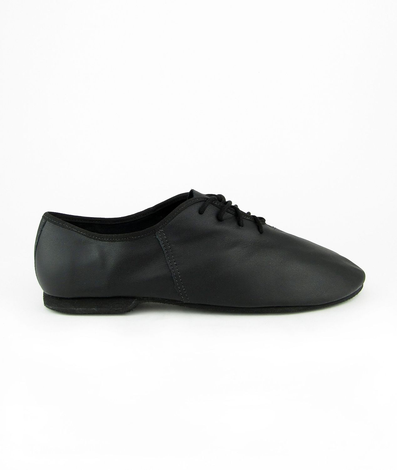 Jazzschuhe aus Leder mit durchgehender Gummisohle Schwarz