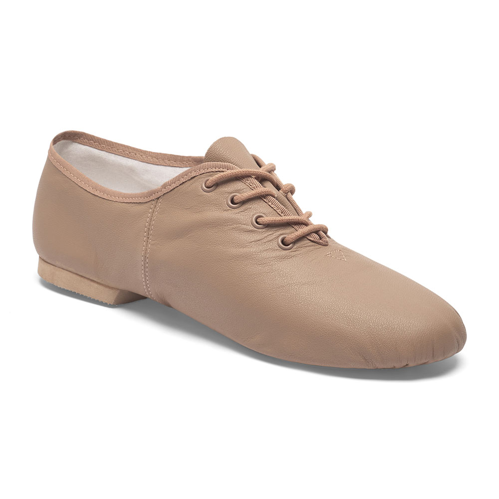 Jazzschuhe aus Leder mit geteilter Gummisohle Caramel