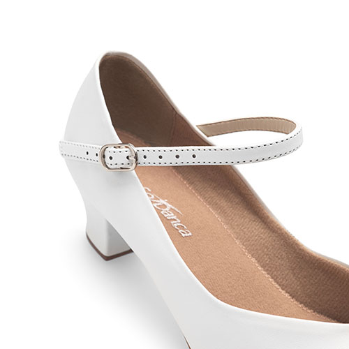 Damen Charakterschuhe mit Ristriemchen CH791 Damen Charakterschuhe Weiß