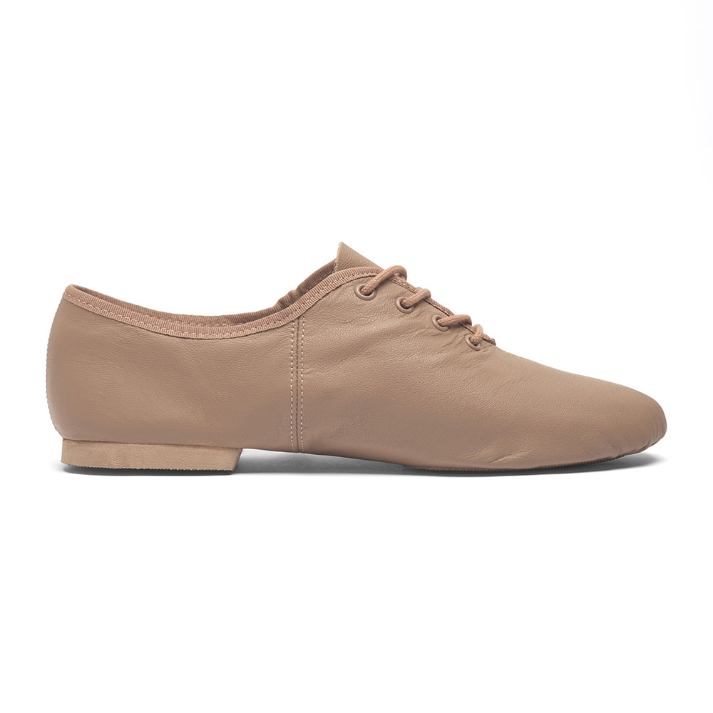 Jazzschuhe aus Leder mit geteilter Gummisohle Caramel
