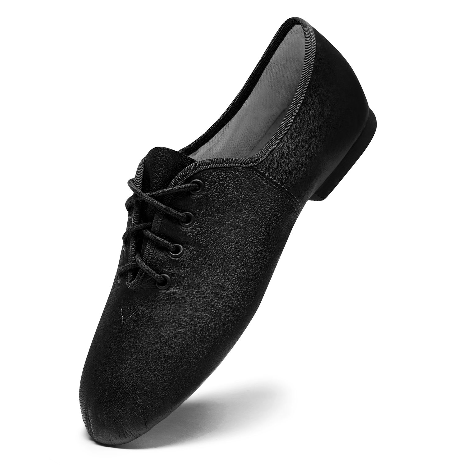 Jazzschuhe aus Leder mit geteilter Gummisohle Schwarz 