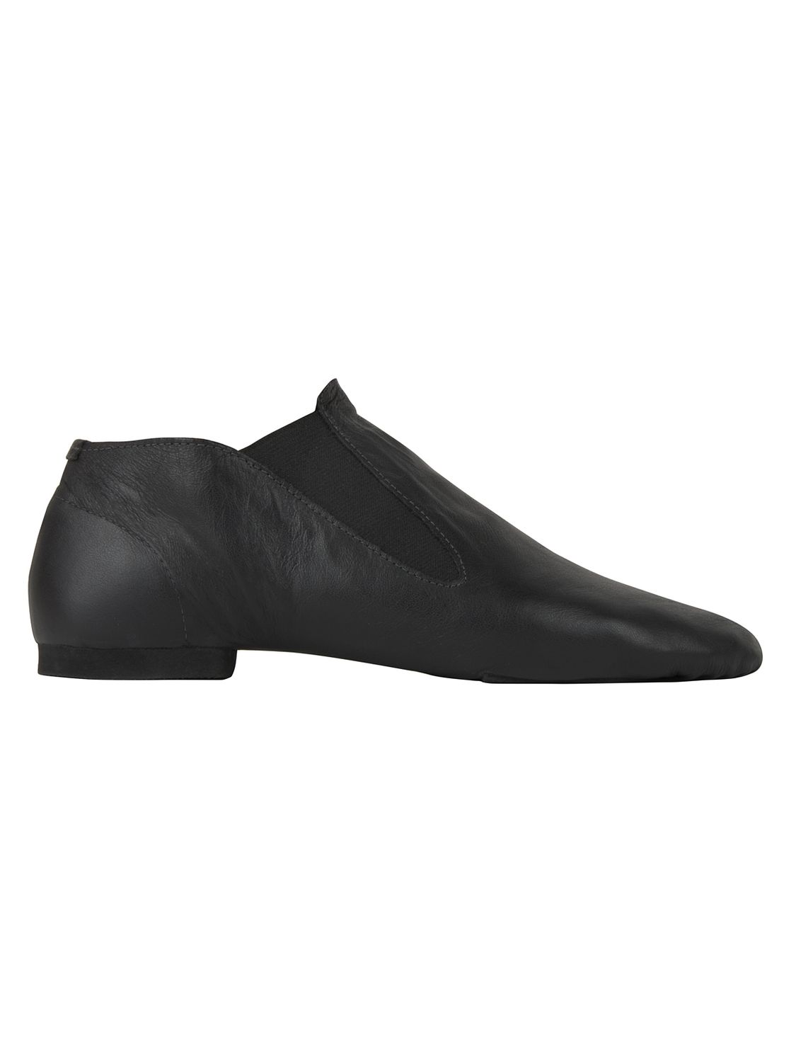 Jazzschuhe aus Leder mit Gummizug und geteilter Chromledersohle und Gummiabsatz schwarz
