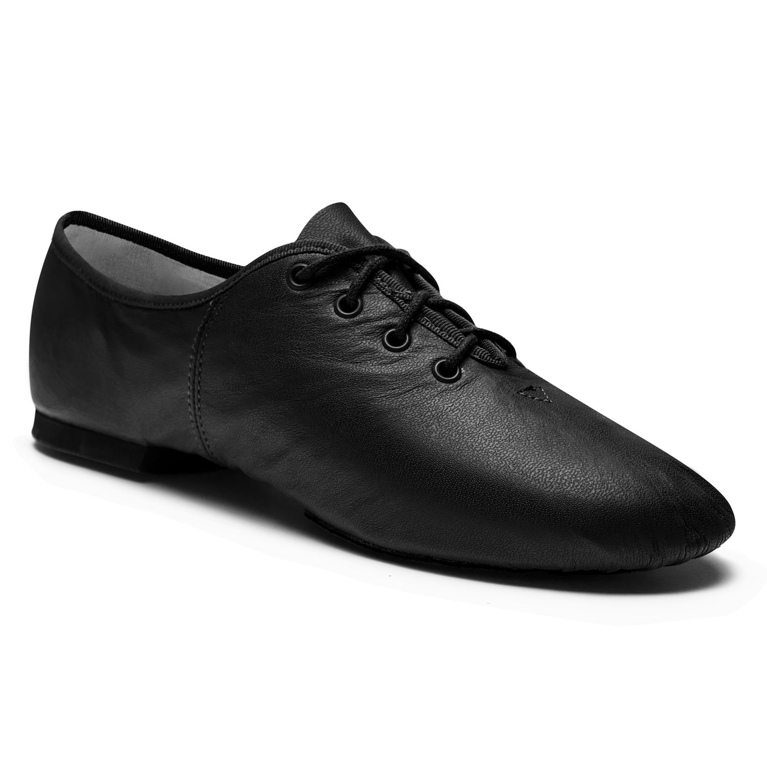 Jazzschuhe aus Leder mit geteilter Chromledersohle und Gummiabsatz schwarz 