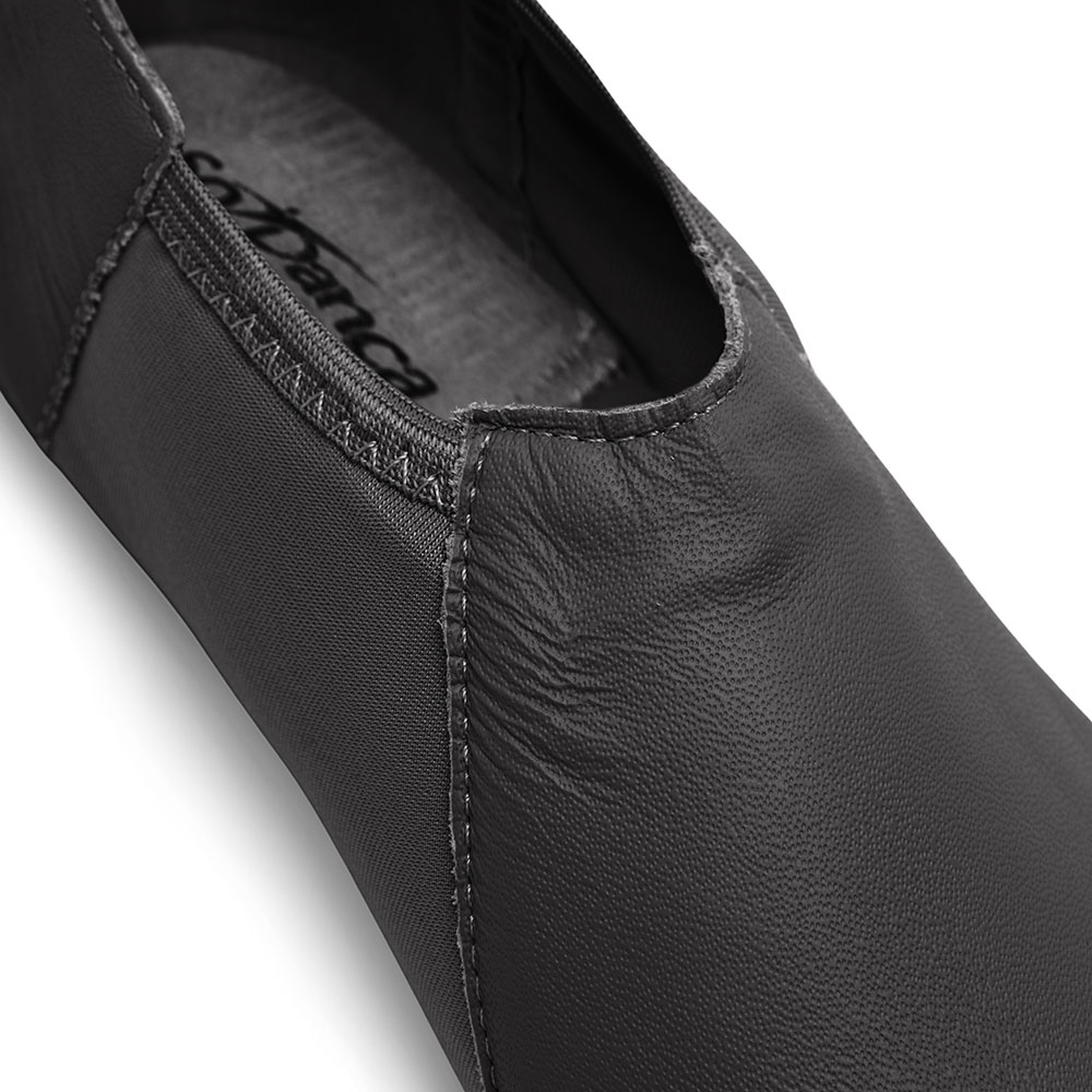 Jazzschuhe aus Leder mit Stretcheinsatz und geteilter Gummisohle schwarz