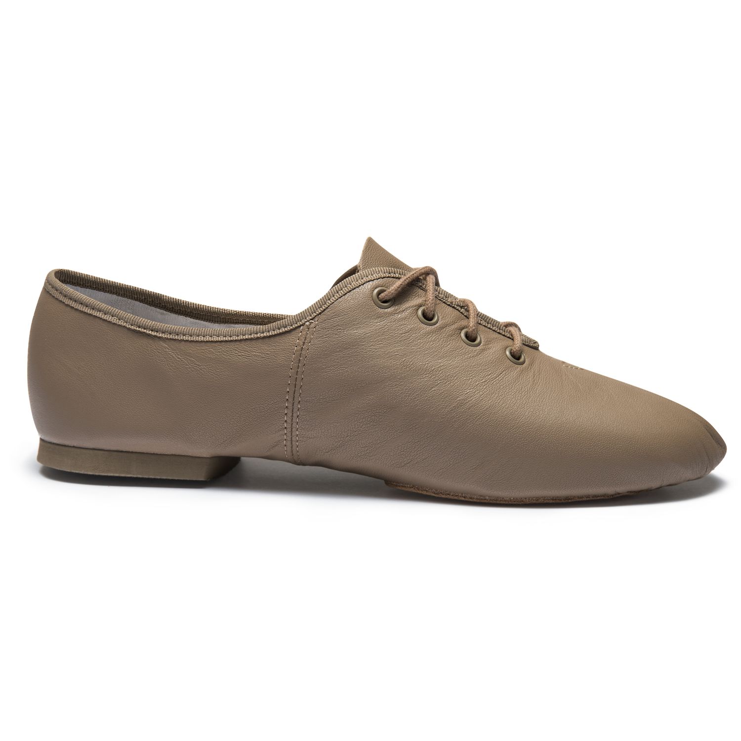Jazzschuhe aus Leder mit geteilter Gummisohle Tan