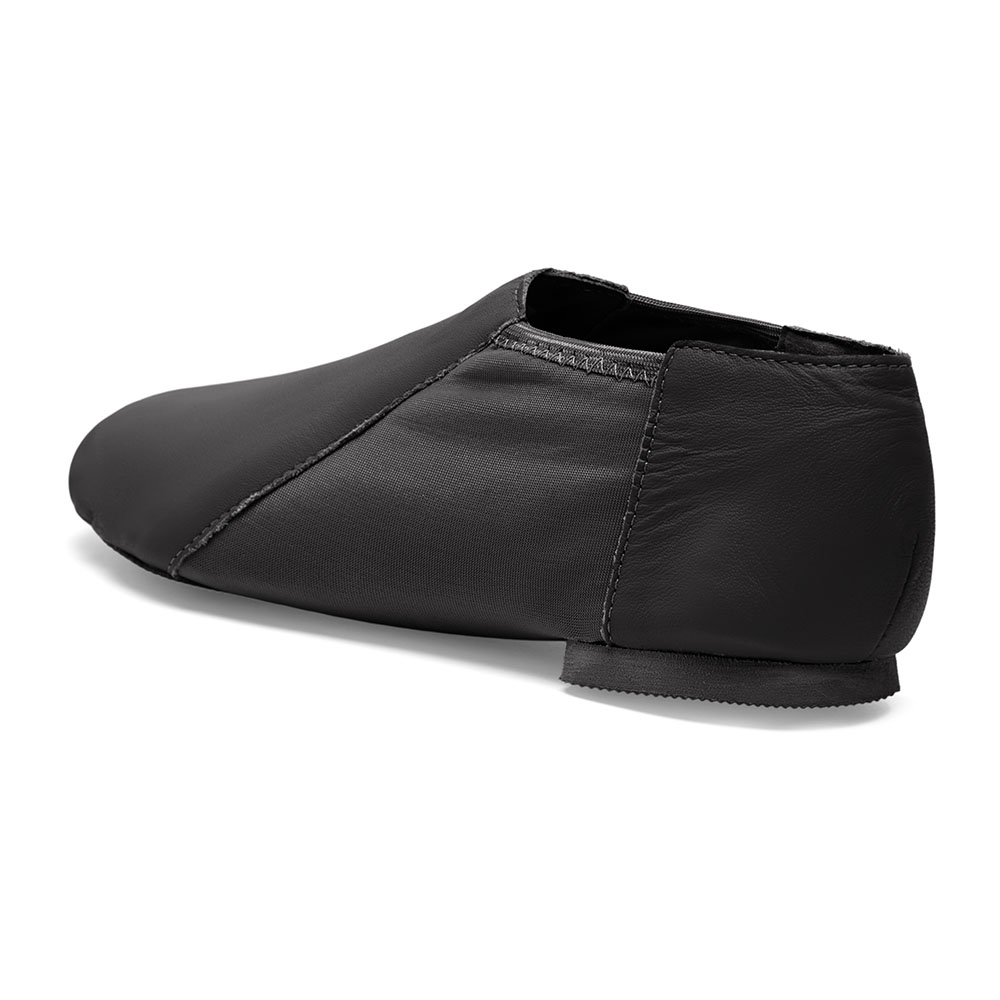 Jazzschuhe aus Leder mit Stretcheinsatz und geteilter Gummisohle schwarz