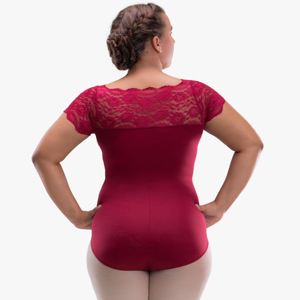 Damen Ballett Trikot SL 196 mit Spitze Damen Trikot burgundy