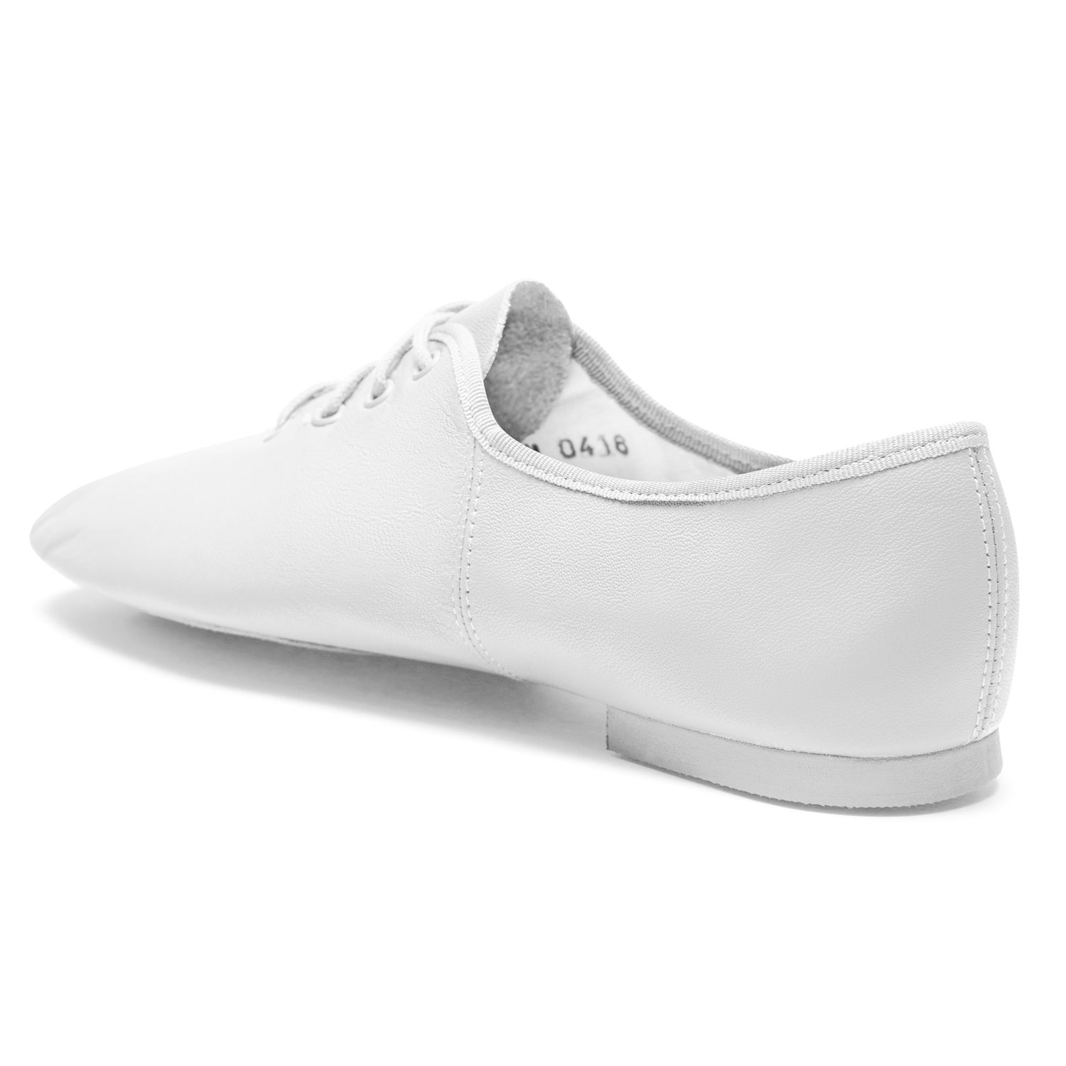 Jazzschuhe aus Leder mit geteilter Chromledersohle und Gummiabsatz weiß