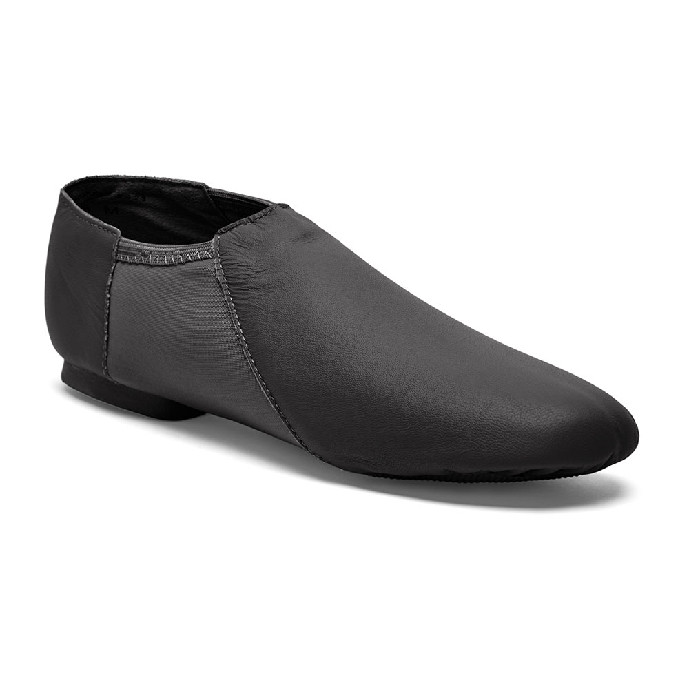 Jazzschuhe aus Leder mit Stretcheinsatz und geteilter Gummisohle schwarz