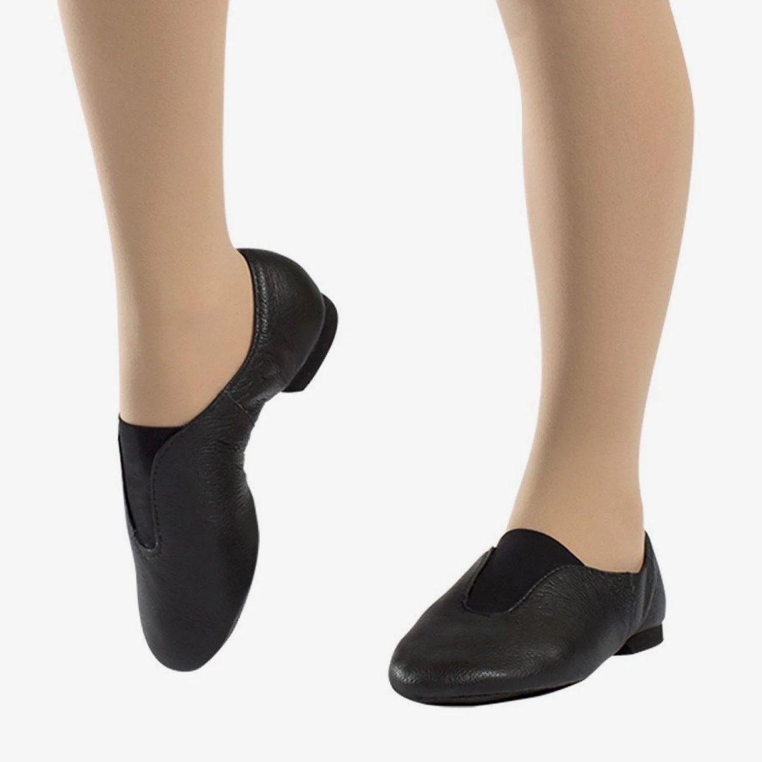 Jazzschuhe aus Leder und elastischem Mittelstück mit geteilter Gummisohle Schwarz