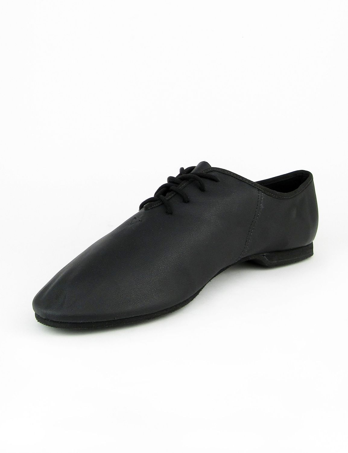 Jazzschuhe aus Leder mit durchgehender Gummisohle Schwarz