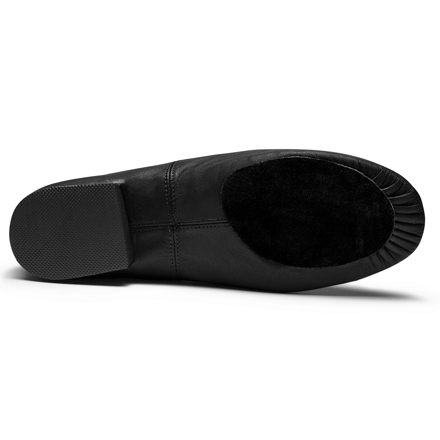 Jazzschuhe aus Leder mit geteilter Chromledersohle und Gummiabsatz schwarz 