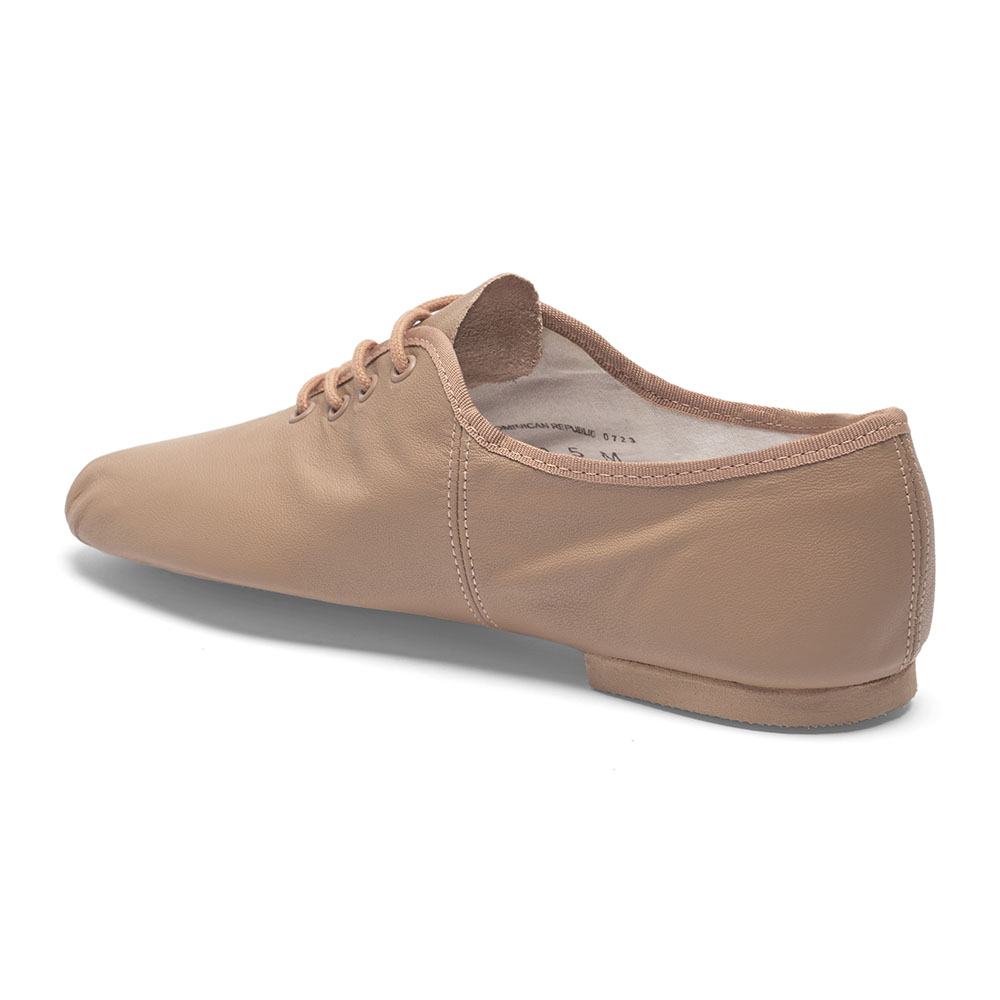 Jazzschuhe aus Leder mit geteilter Gummisohle Caramel