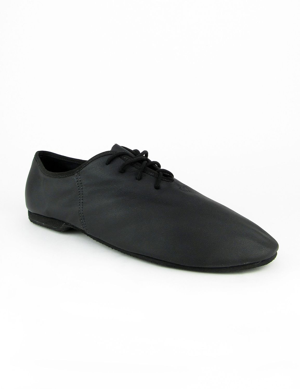 Jazzschuhe aus Leder mit durchgehender Gummisohle Schwarz