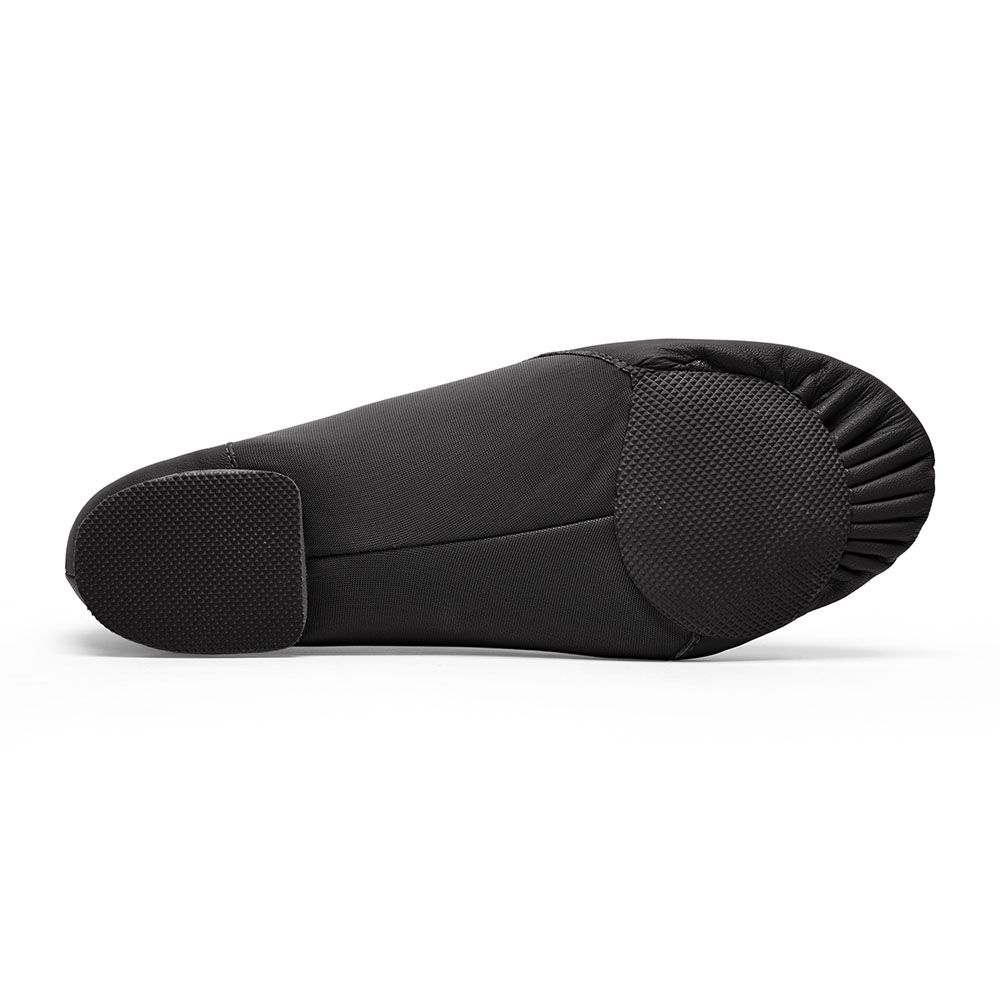 Jazzschuhe aus Leder mit Stretcheinsatz und geteilter Gummisohle schwarz
