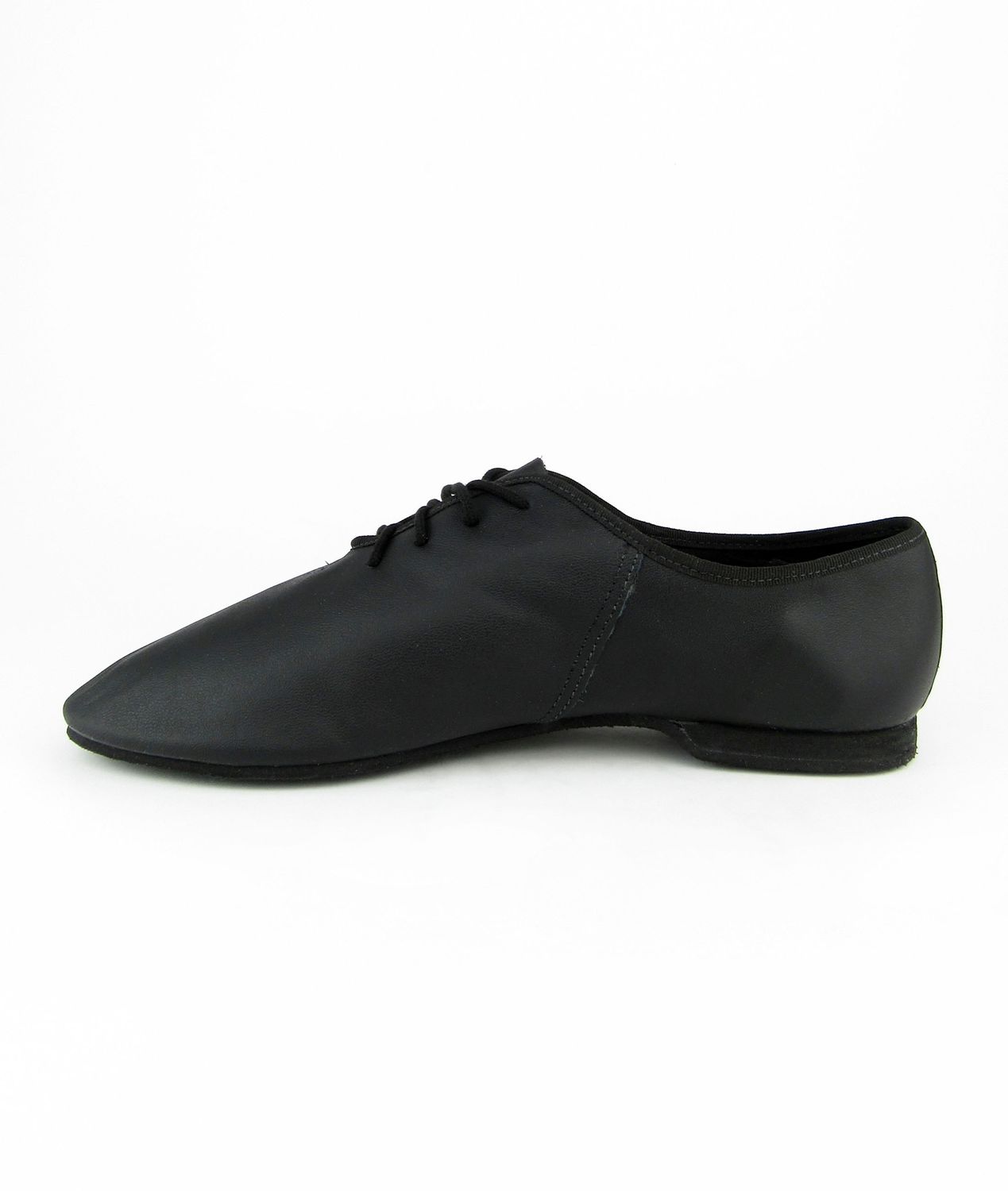 Jazzschuhe aus Leder mit durchgehender Gummisohle Schwarz