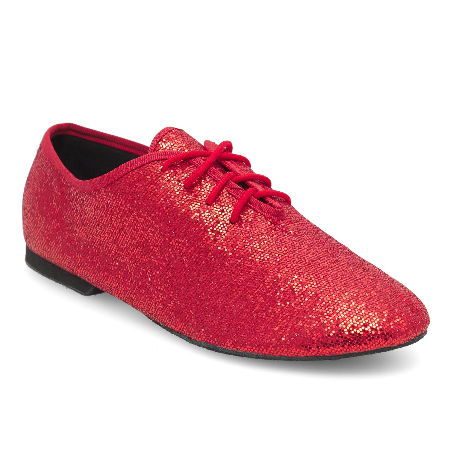Jazzschuhe aus Glanz-Spinnstoff mit ganzer Chromledersohle JZ79  Jazzschuh mit Chromledersohle rot