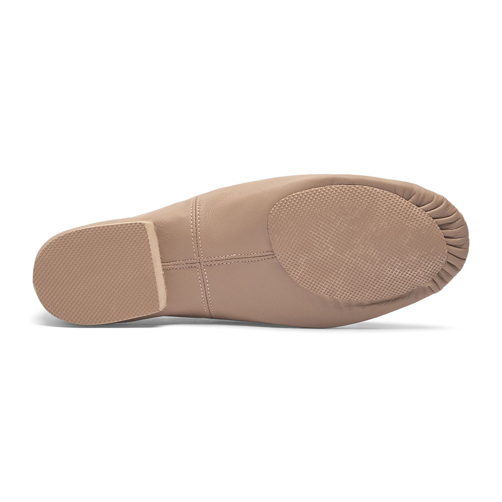 Jazzschuhe aus Leder mit geteilter Gummisohle Caramel